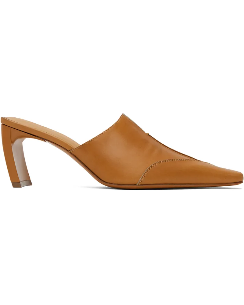 Charlotte Knowles Tan Serpent Mules Tan