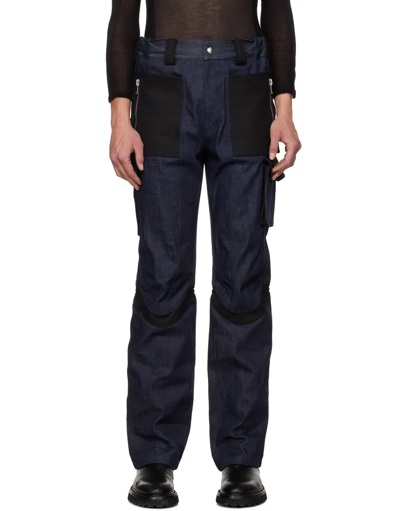 ADYAR SSENSE Exclusive Indigo & Black Utility Cargo Pants Mix
