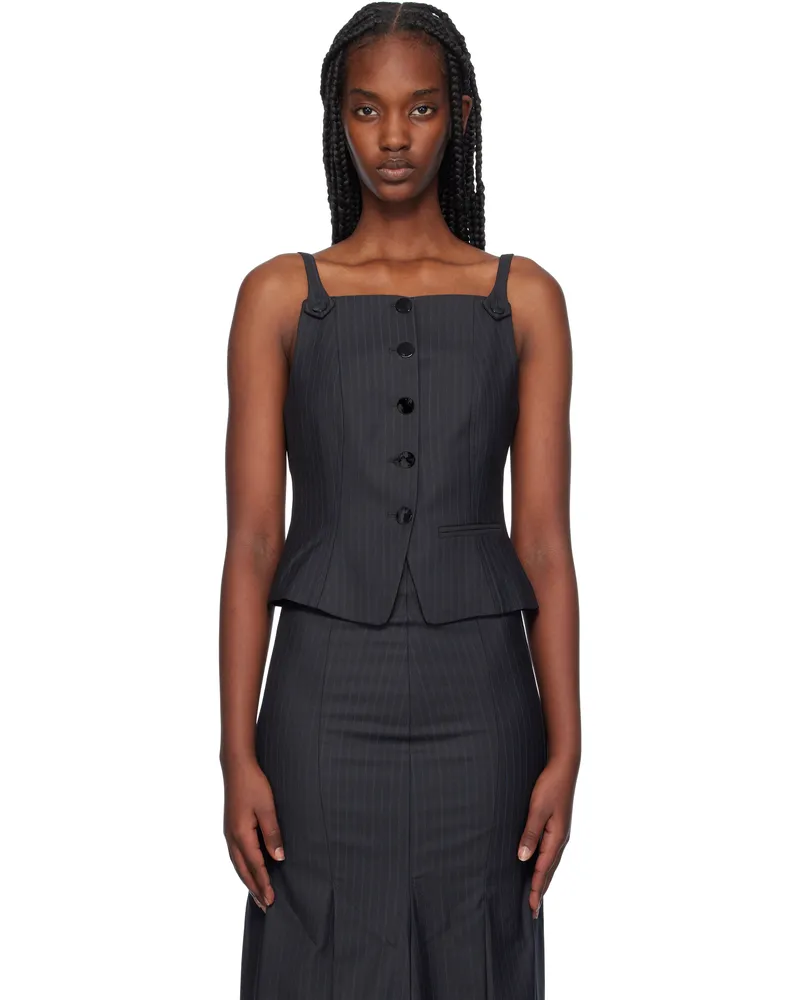 Ganni Gray Stripe Suiting Top 252