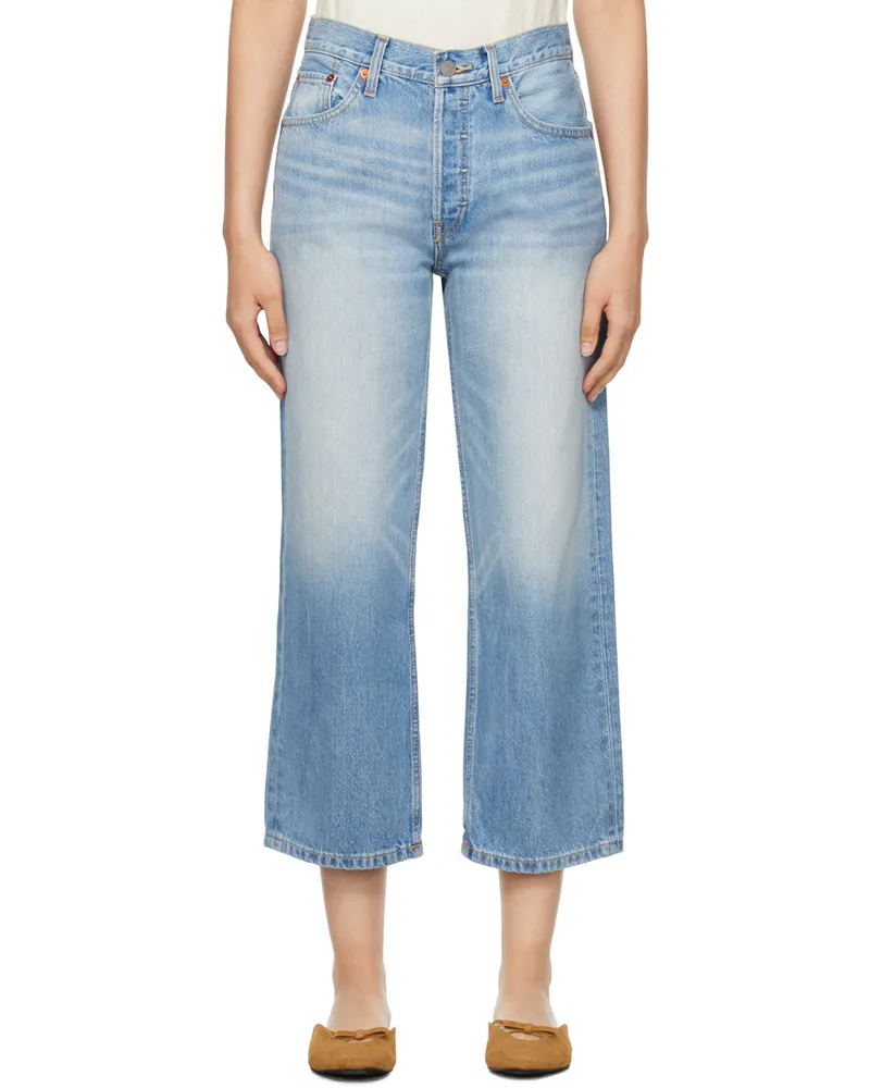 RE/DONE Blue Coated Jeans Transparent