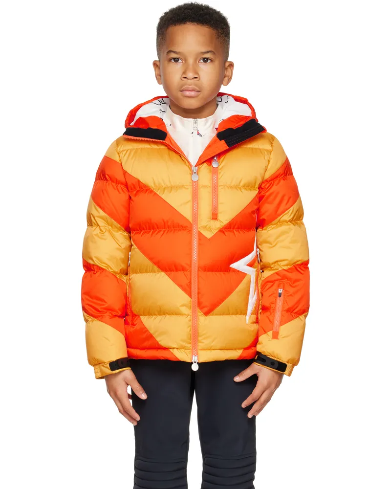 Perfect Moment Kids Orange & Yellow Super Mojo Down Jacket Chevron