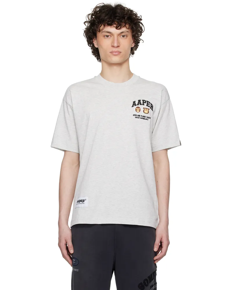 AAPE by A Bathing Ape Gray 'AAPER' Logo Short Sleeve T-shirt Wh2