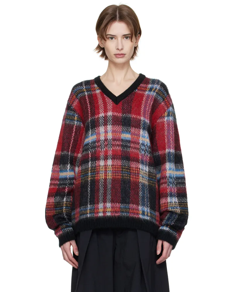 YMC Red & Black Vertigo Tartan Sweater 90-multi