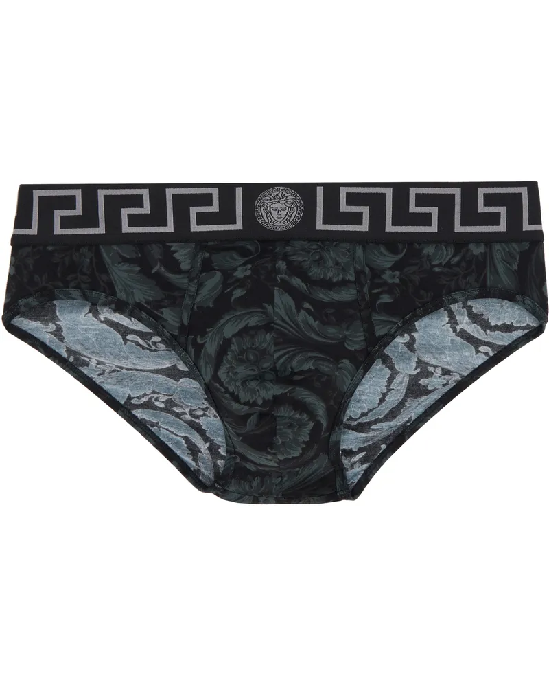 Versace Black & Gray Barocco Briefs 5b050-black+grey