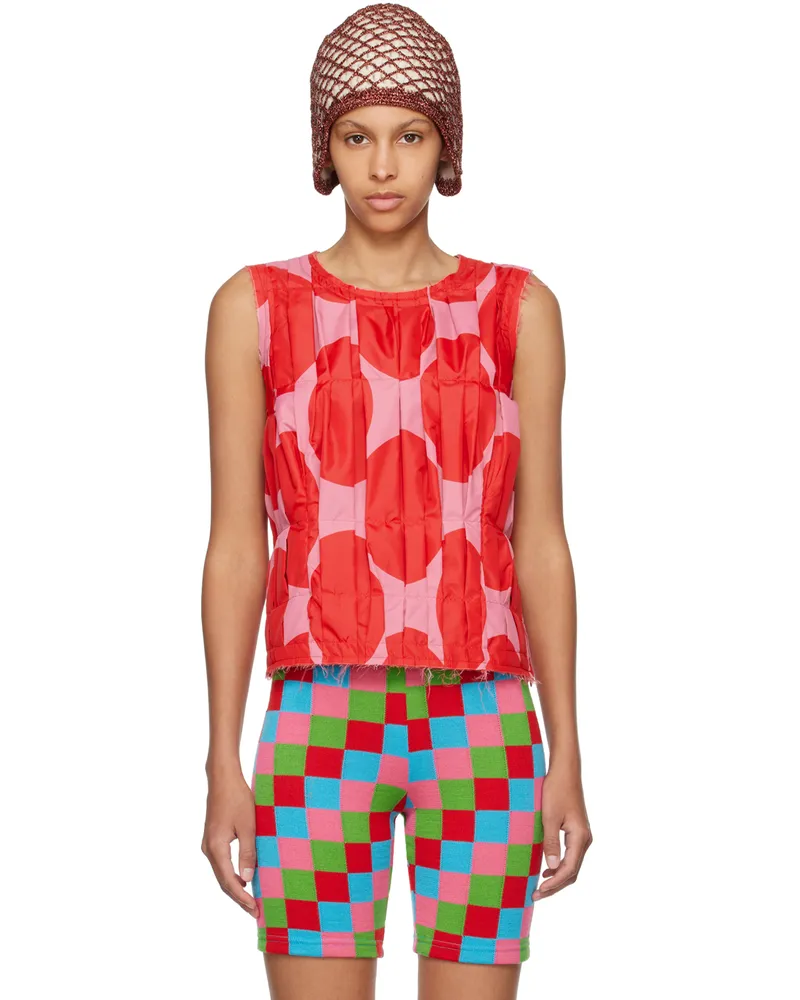 Comme des Garçons Red & Pink Pleated Top Red