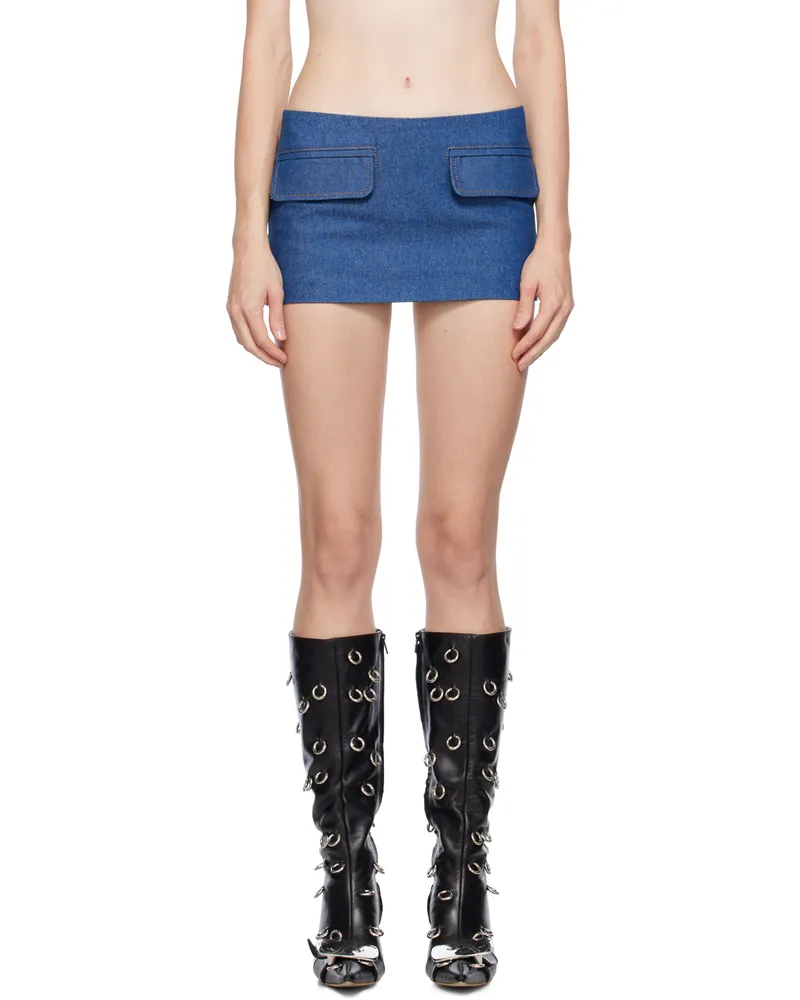 Lado Bokuchava SSENSE Exclusive Blue Denim Miniskirt Blue