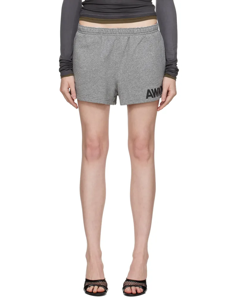 Alexander Wang Gray Logo Cotton Running Shorts Dark
