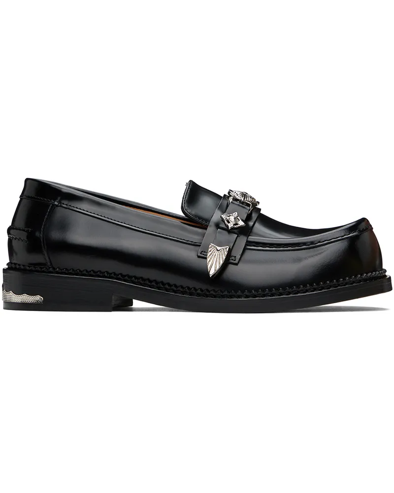 Toga Black Polished Loafers Black