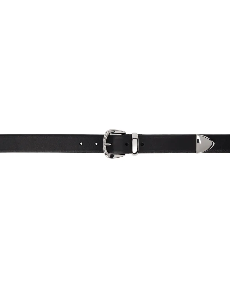 Anderson's Black Narrow Veg Tanned Leather Belt N1