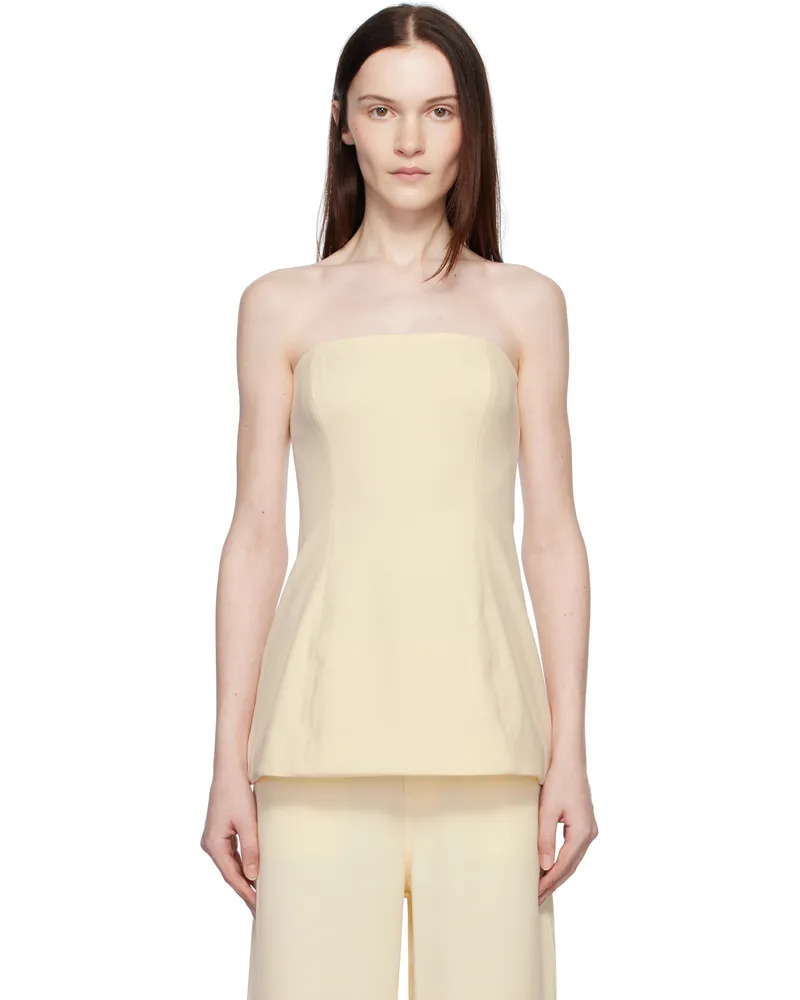 STAUD Off-White Silvia Tube Top Ecr