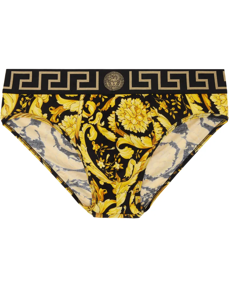 Versace Black & Gold Barocco Briefs 5b010-black+print