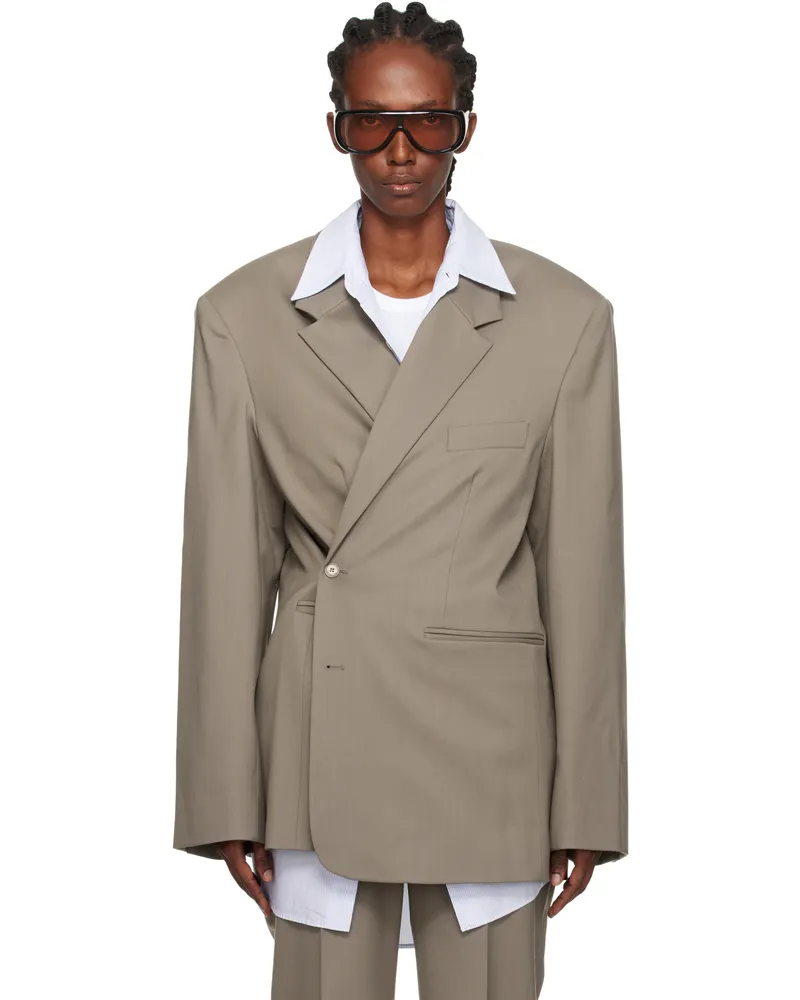FRANKIE Shop Taupe Crosby Wrap Blazer 219-taupe