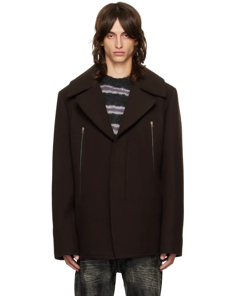 Acne Studios Brown Felted Coat Ace