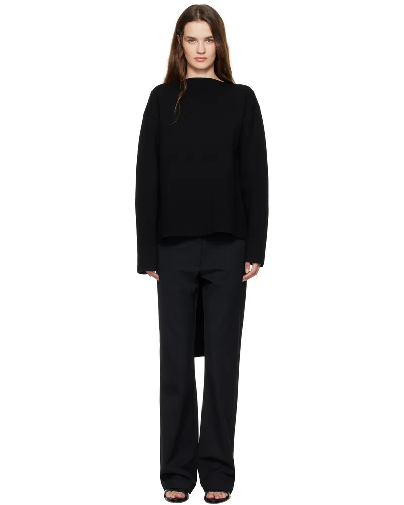 St. Agni Black Milano Knit Scarf Sweater Black