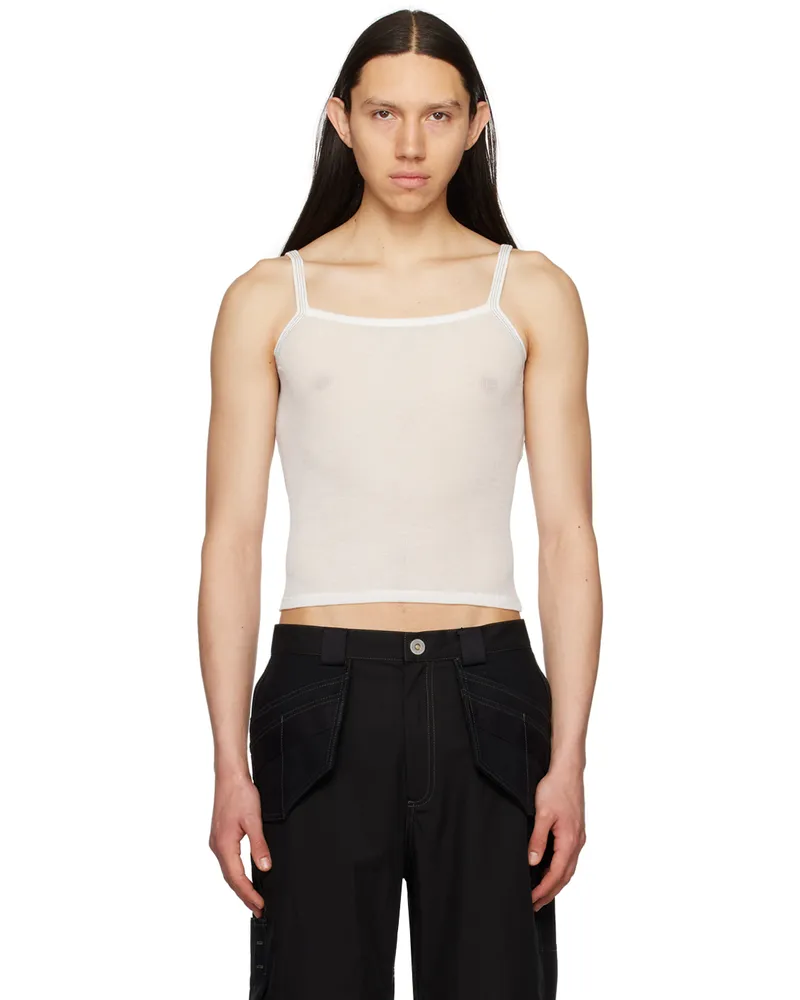 Dion Lee White Semi-Sheer Tank Top Ivory