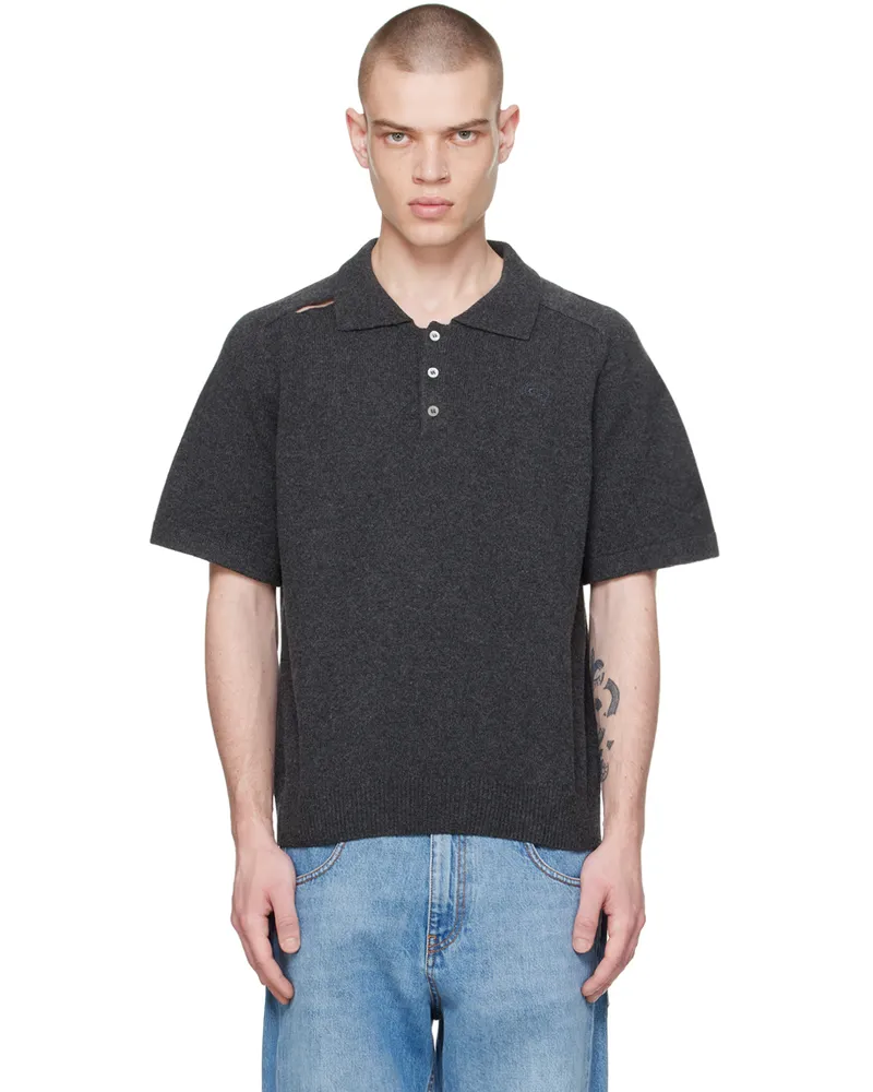 Commission Gray Cutout Polo Charcoal