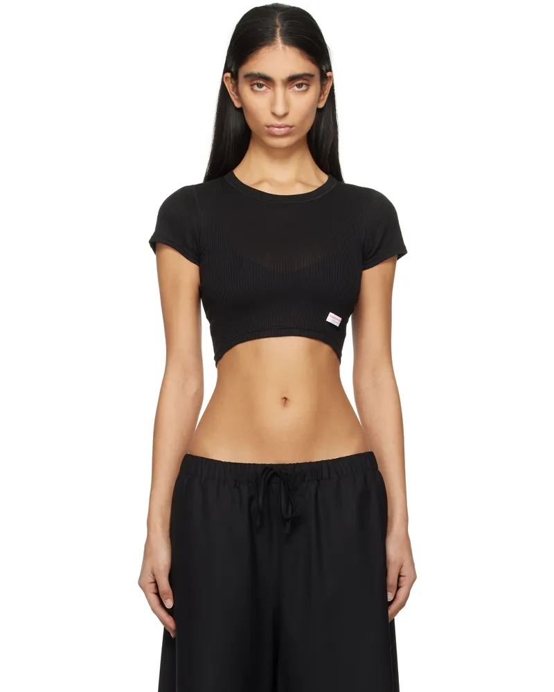 Alexander Wang Black Cropped Short Sleeve T-shirt 001