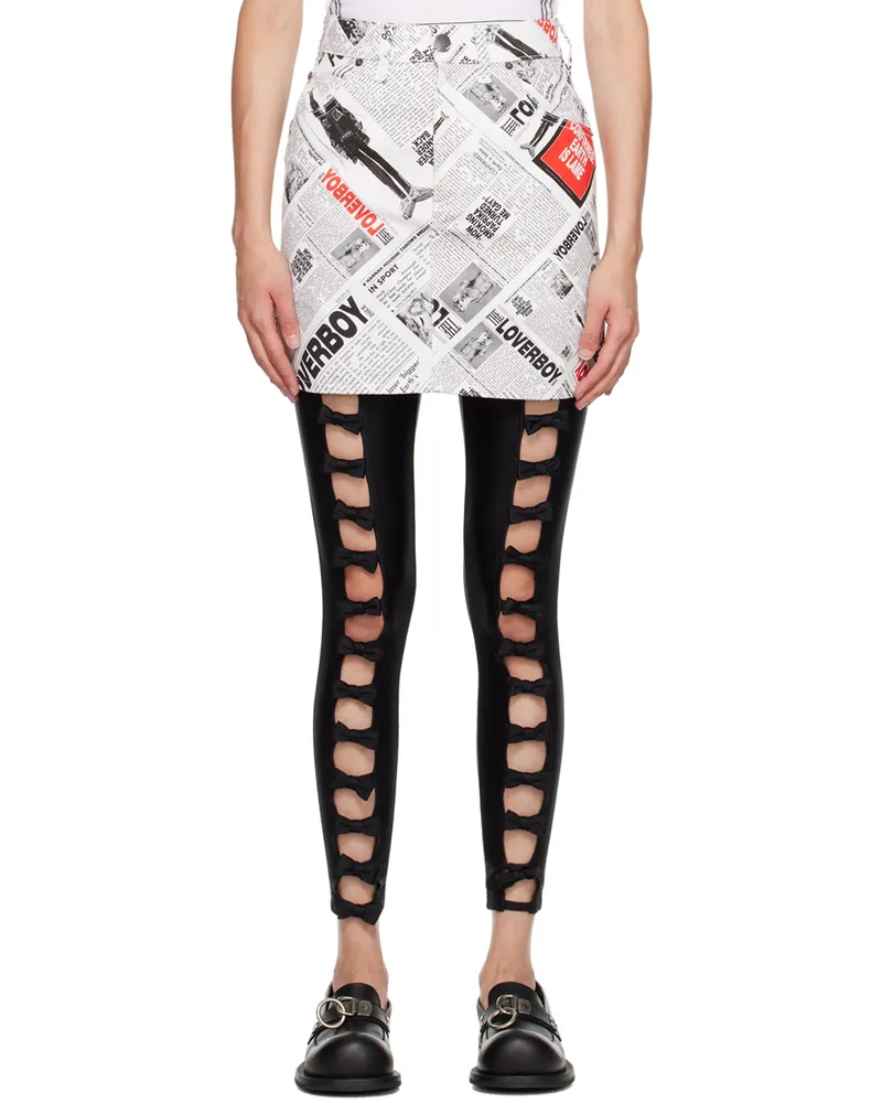 Charles Jeffrey Loverboy White Printed Denim Miniskirt Rgb