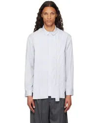 Simone Rocha Blue & White Beaded Inverted Seam Shirt Blue