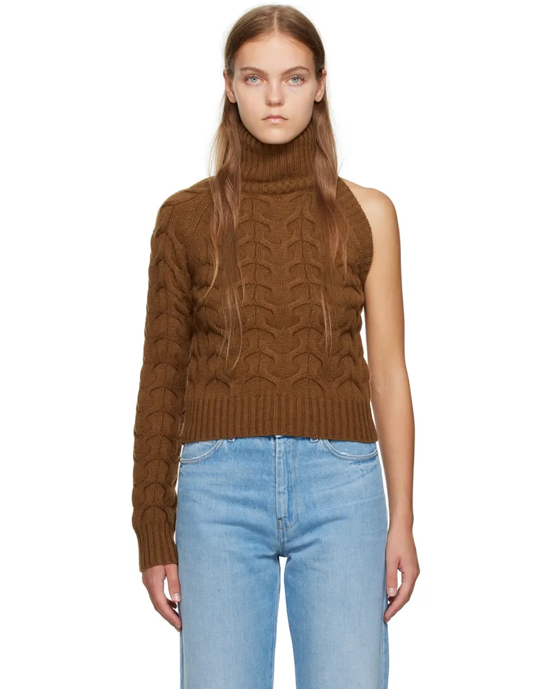 Max Mara Brown Single-Shoulder Sweater Tobacco