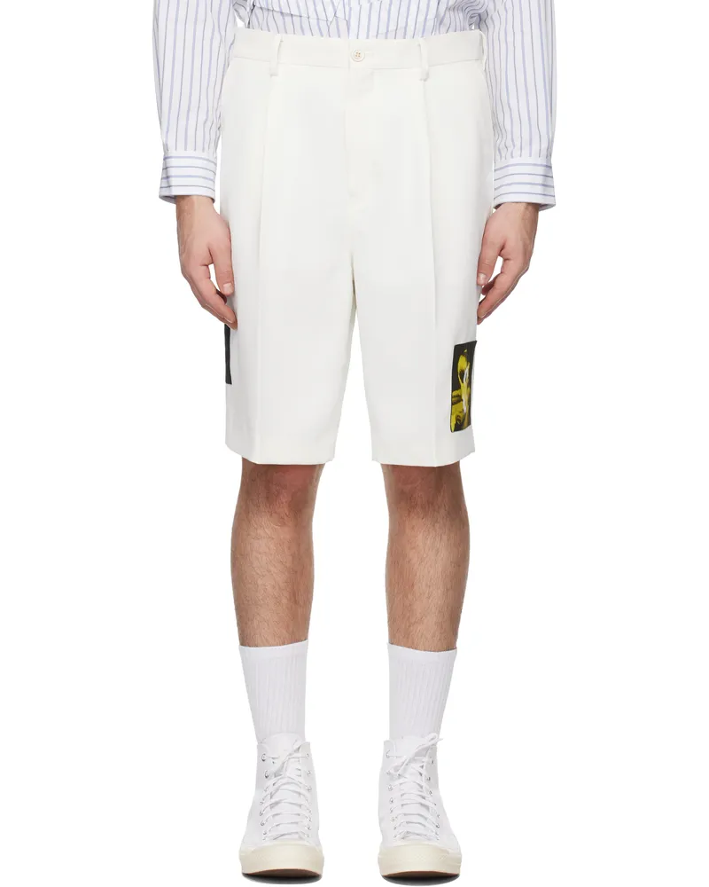 Undercover White Appliqué Shorts White