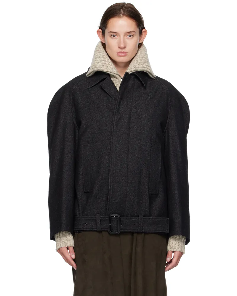 Christophe Lemaire Black Raglan Sleeve Short Coat Mu200