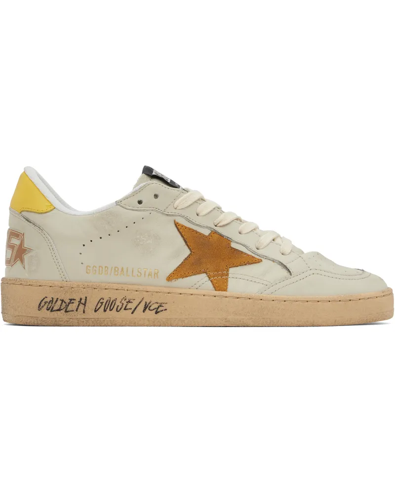 Golden Goose Off-White & Yellow Ball Star Sneakers White