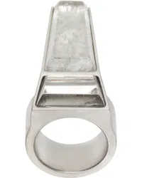 Rick Owens Silver Porterville Crystal Trunk Ring Palladium