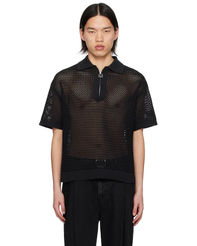 Wooyoungmi Black Zip Placket Polo 530b