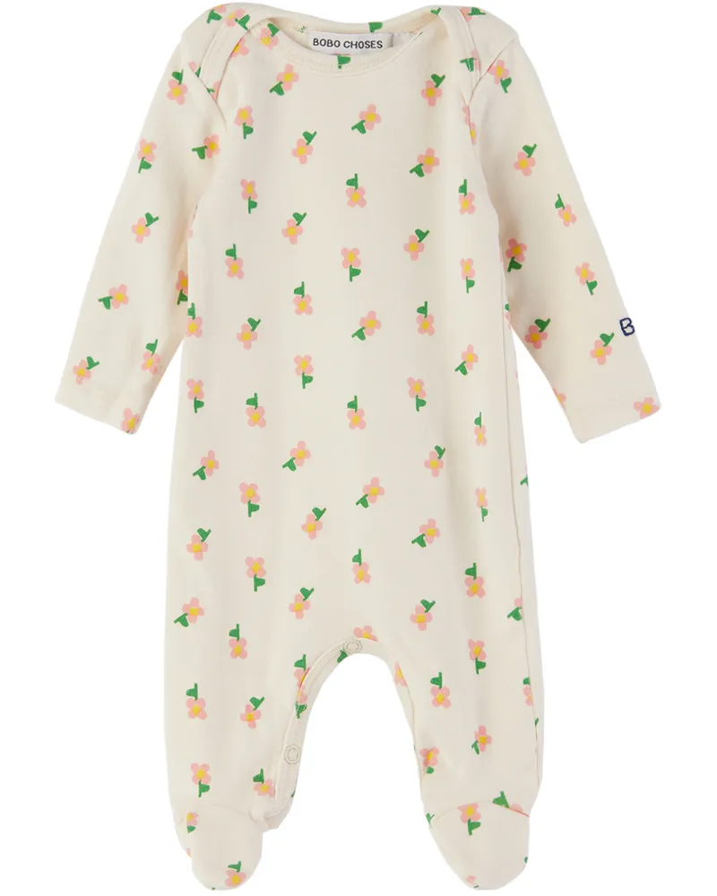 BOBO CHOSES Baby Off-White Pansy Flower Bodysuit Lavender