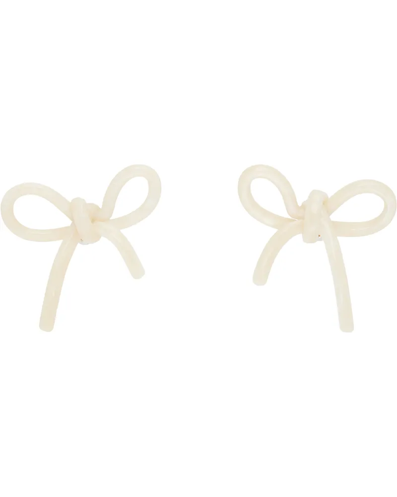 SHUSHU/TONG SSENSE Exclusive Off-White YVMIN Edition Bow Earrings Wh100