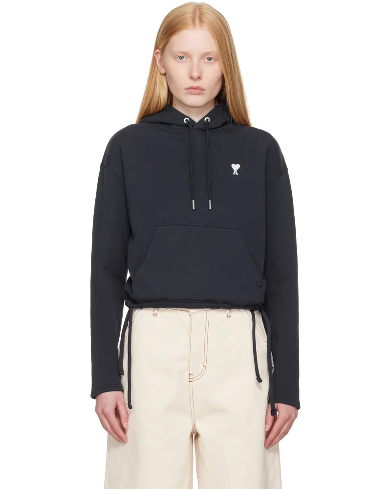 AMI Paris Navy Cotton Ami de Coeur Hoodie Night