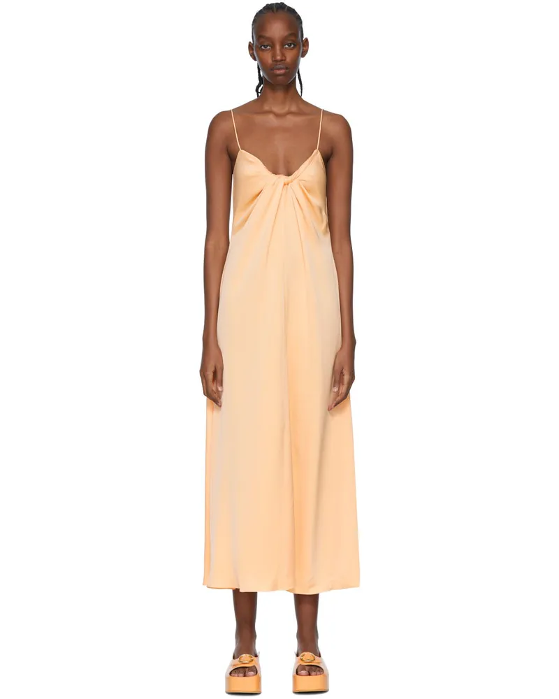 Rosetta Getty Orange Polyester Midi Dress Melon
