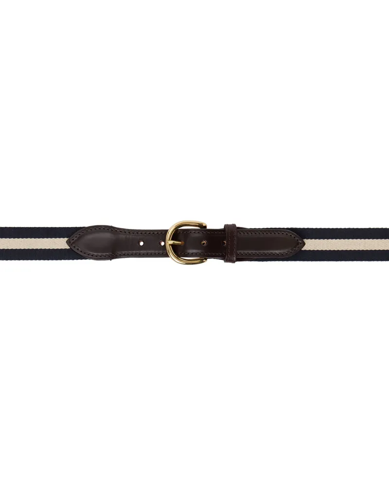 Drake's Drake Navy & Off-White Stripe Belt 252