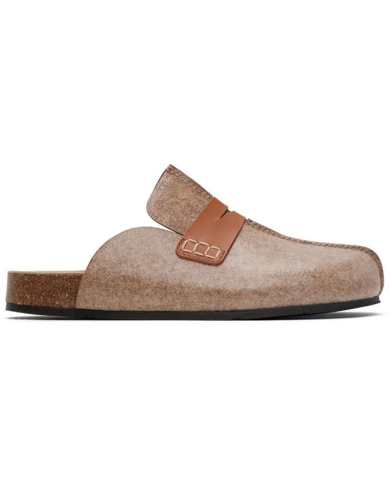 J.W.Anderson Beige Laminated Felt Loafer Mules 19085-250-beige