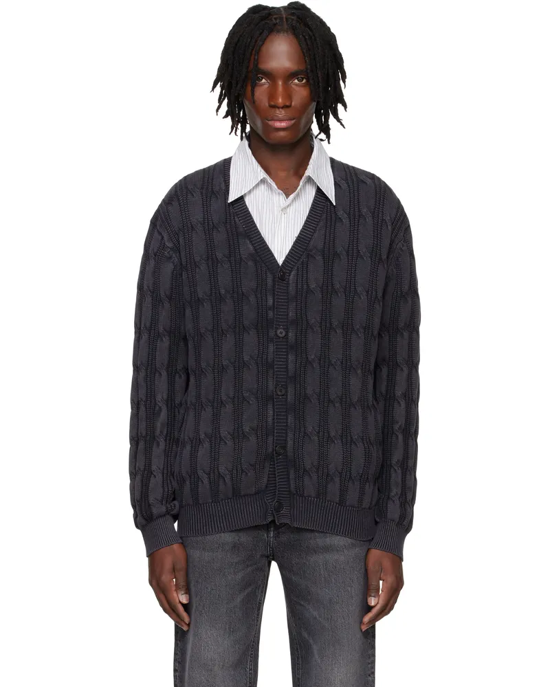 SOLID HOMME Gray V-Neck Washed Cardigan 504g