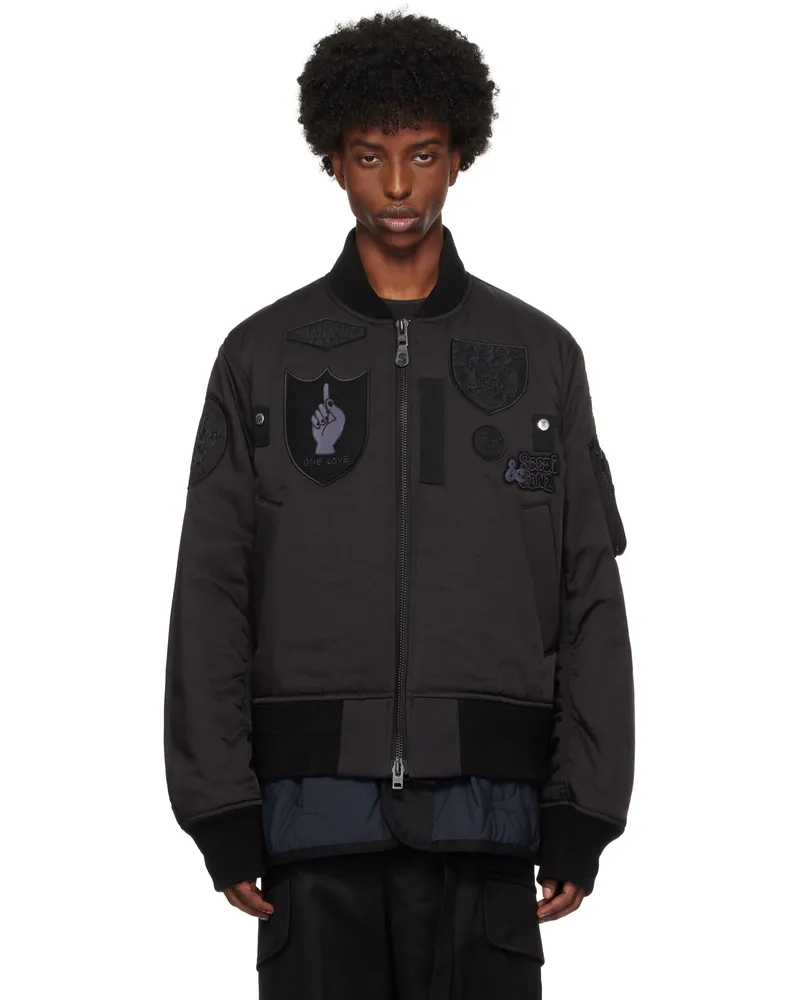 Sacai Black Spiewak & Gonz Edition Multi Patch Bomber Jacket 001