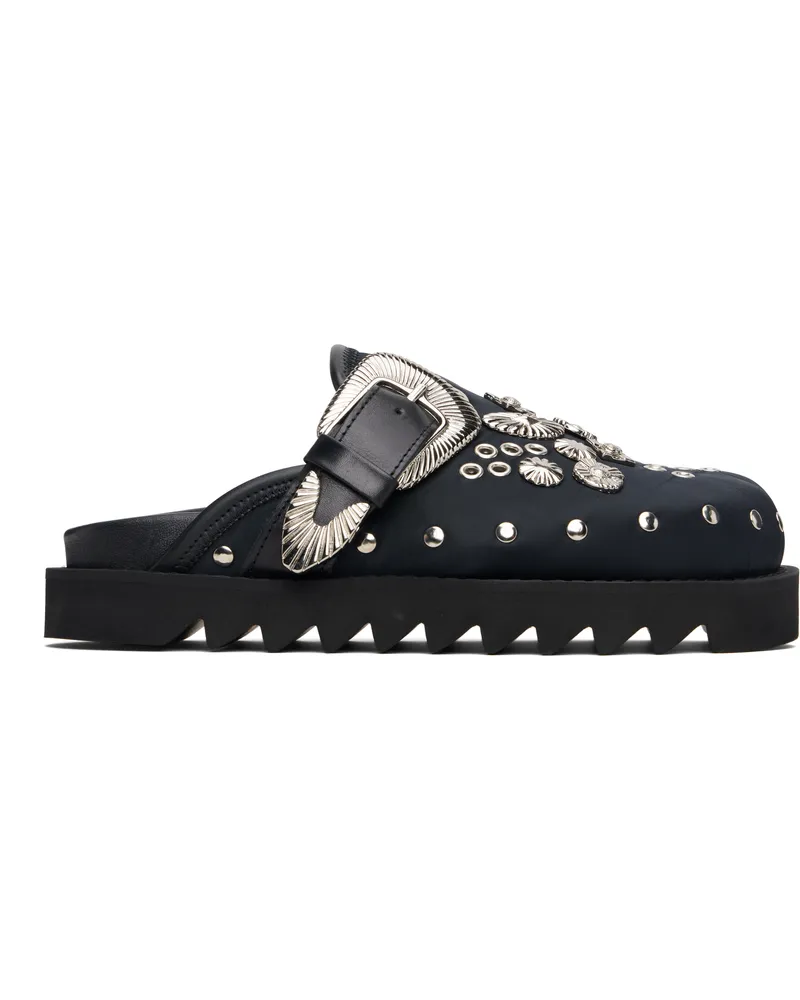 Toga Black Eyelet Metal Sabot Slip-on Loafers Aj1058