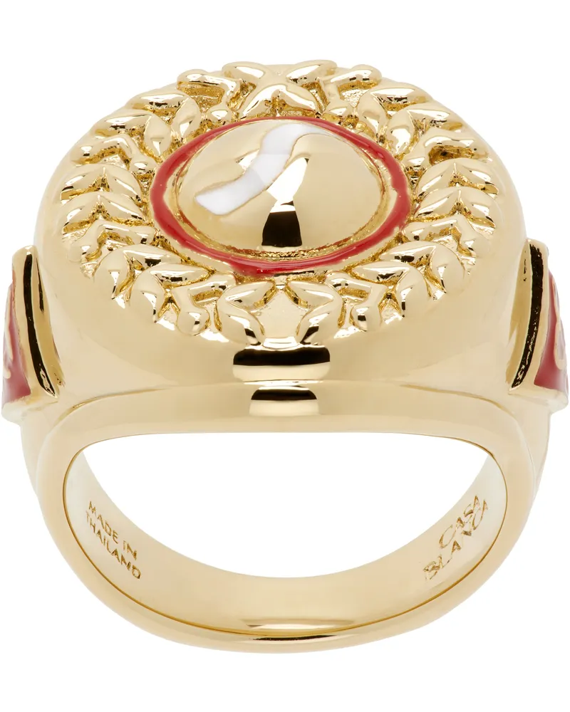 Casablanca Paris Sports Medallion Ring Gold