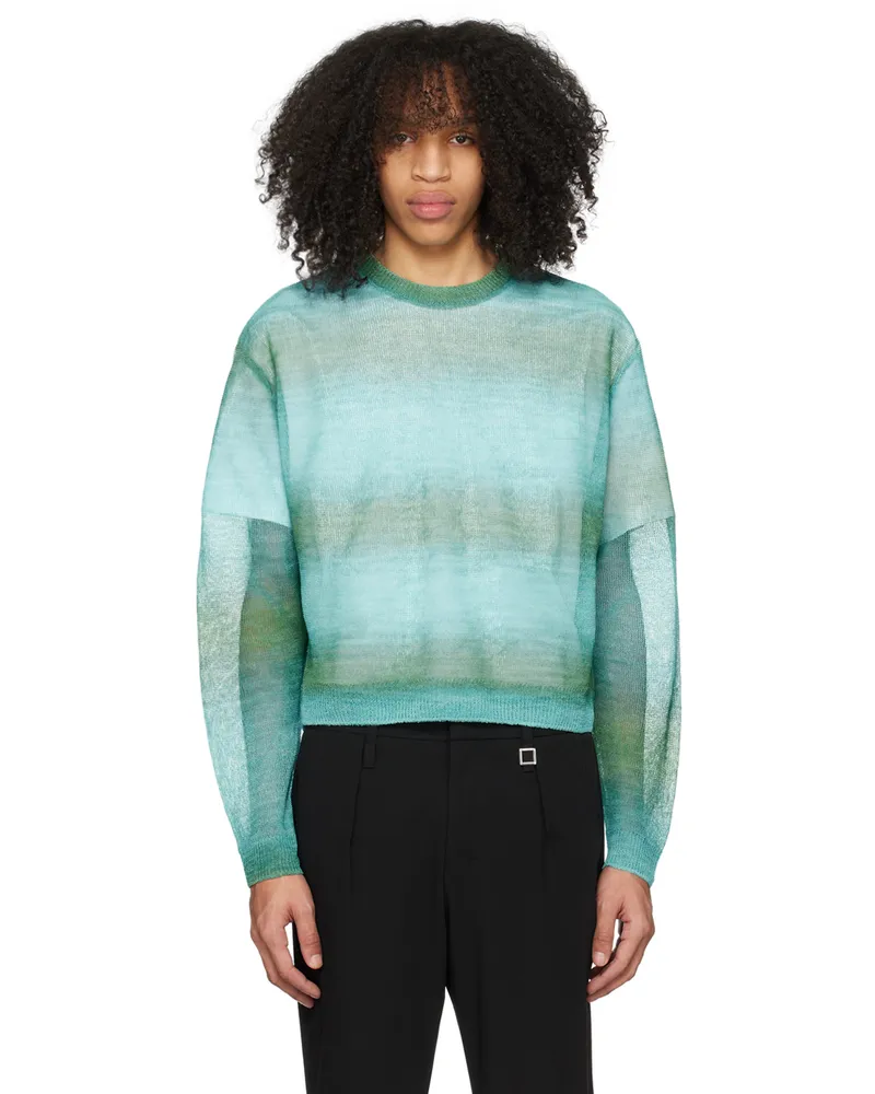 Wooyoungmi Blue & Green Gradient Stripe Sweater Mint