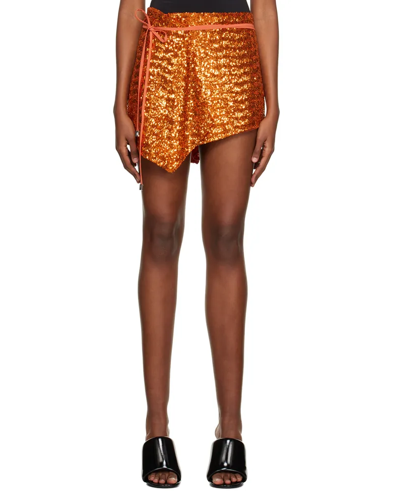ATTICO Orange Sequinned Miniskirt 033