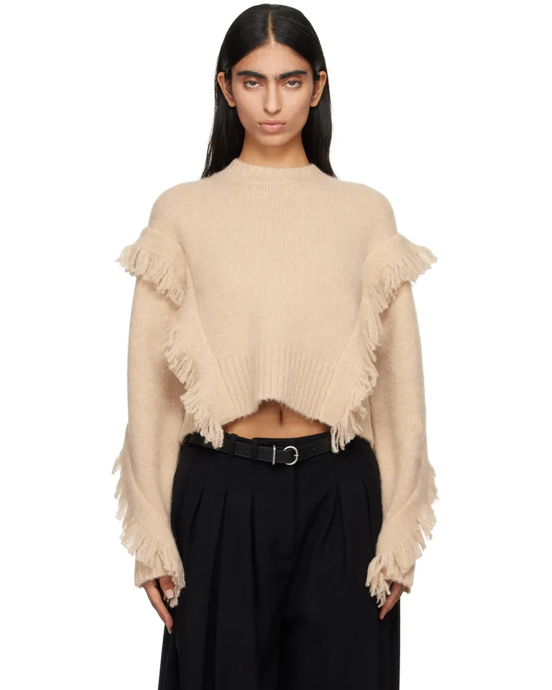 3.1 phillip lim Beige Fringe Crewneck Sweater Praline