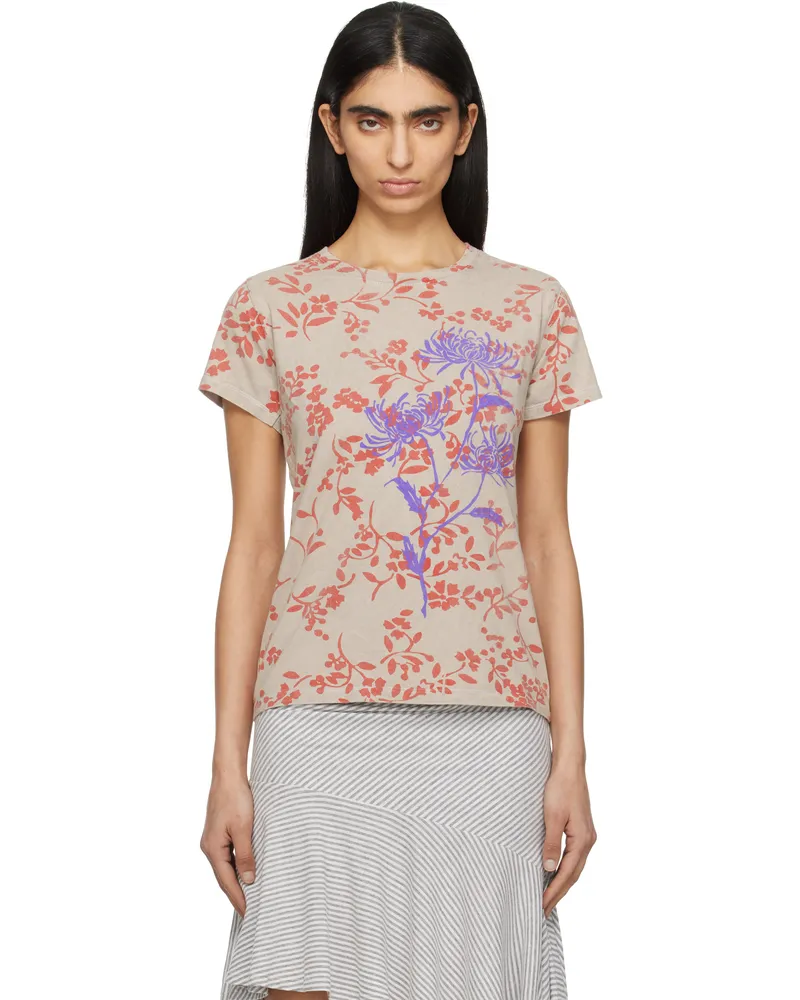 Edward Cuming Beige 'I Fell In The Garden' T-shirt Washed