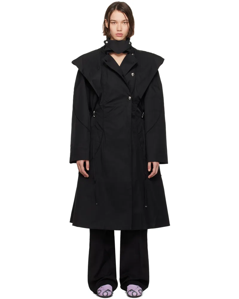 KIKO KOSTADINOV Black Herne Hooded Trench Coat Matte