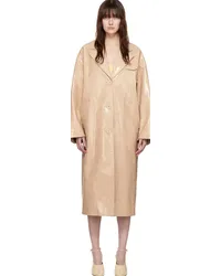 STAND Beige Haylo Faux-Leather Coat Cream