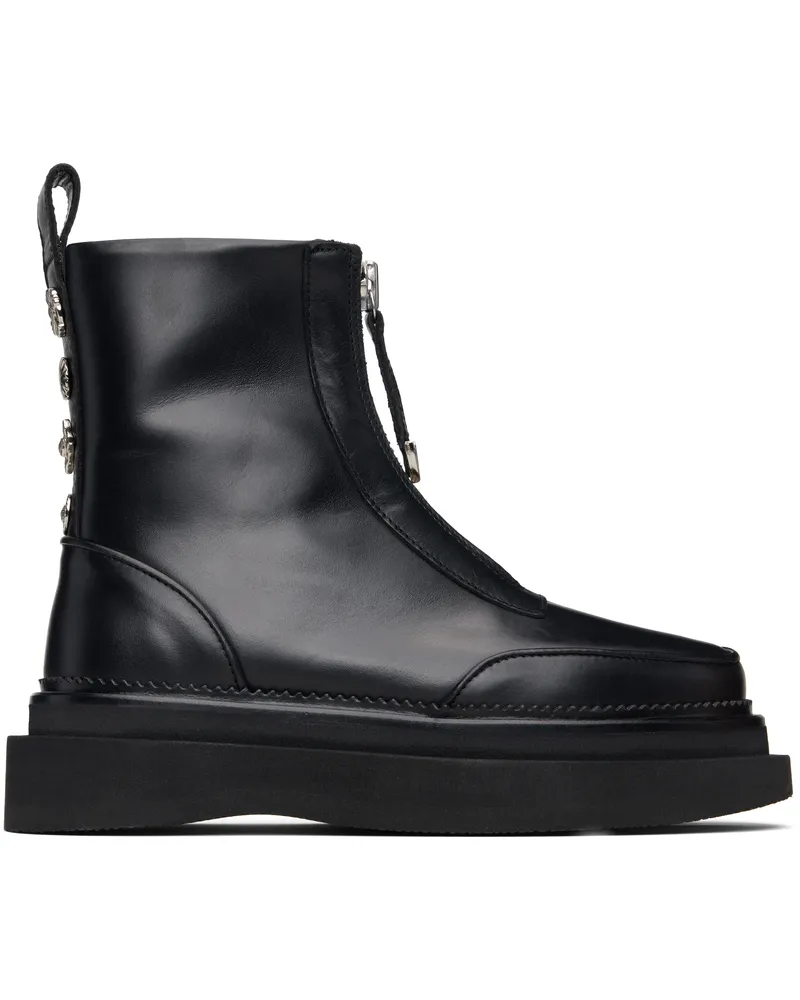Toga Black Hard Leather Boots Aj1418