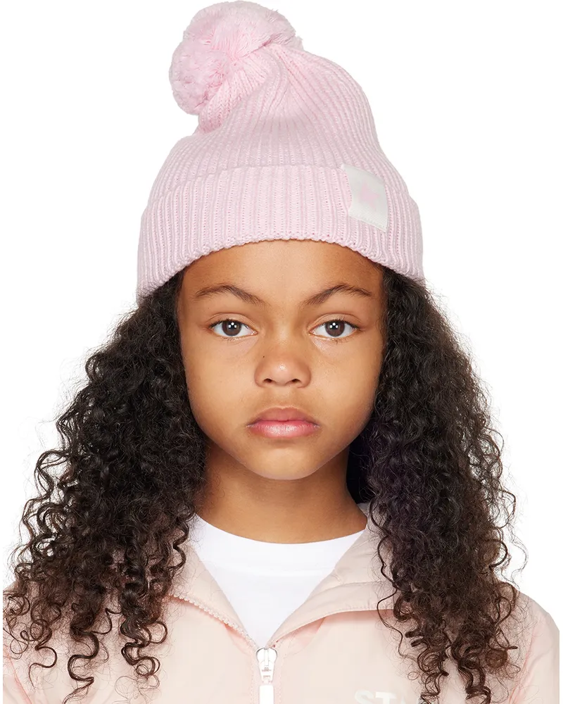 Golden Goose Kids Pink Star Pom Pom Beanie 25152