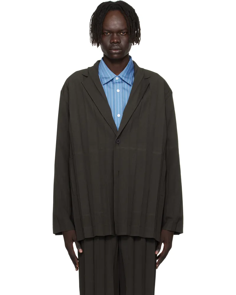 Issey Miyake Brown Edge Ensemble Blazer 47-dark