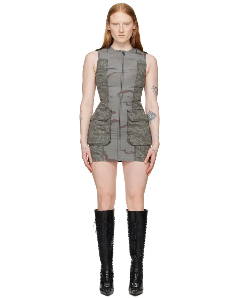 Marine Serre Gray Regenerated Camo Minidress Gr90
