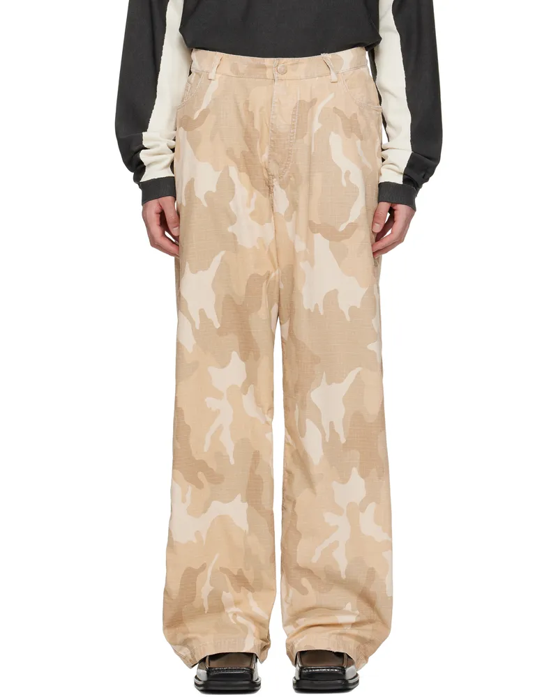 FourTwoFour on Fairfax Khaki 'Big Daddy' Reversible Trousers Sand